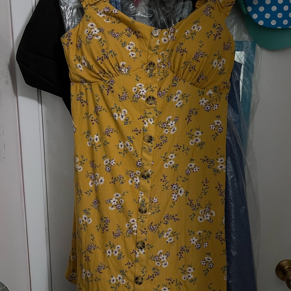 No Boundaries Yellow Floral Casual Dress